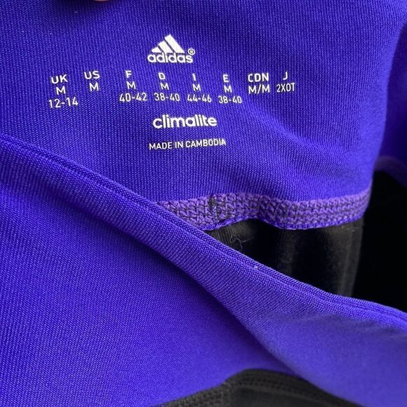 Adidas Capri Athletic Legging Yoga Black Purple Waistband - sz Medium - Picture 7 of 7